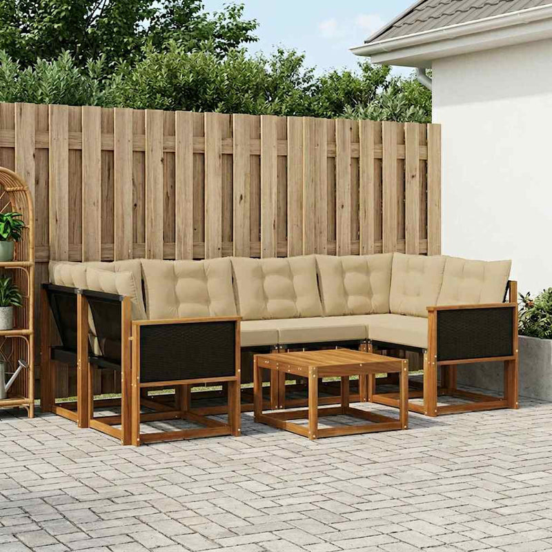 Set de canapele de exterior 7 buc. Natural și Bej