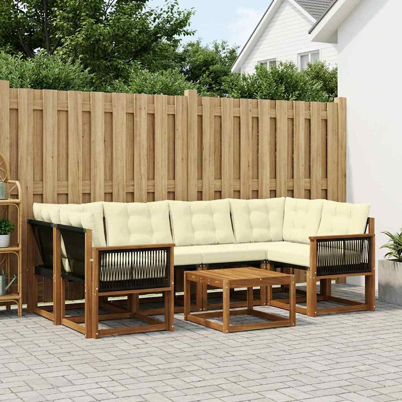 Set de canapele de exterior 7 buc. Natural și Crem