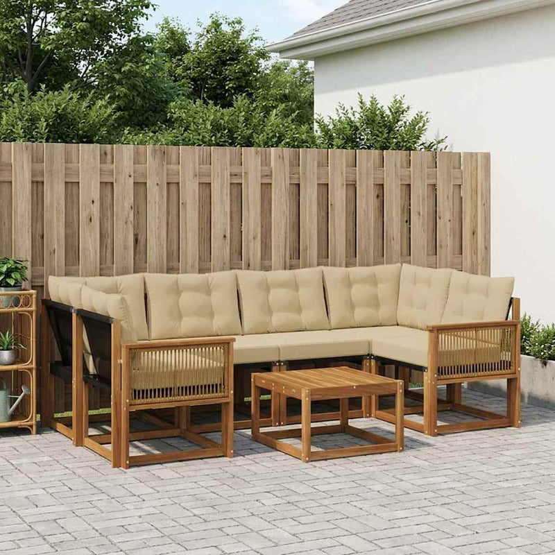 Set de canapele de exterior 7 buc. Natural și Bej