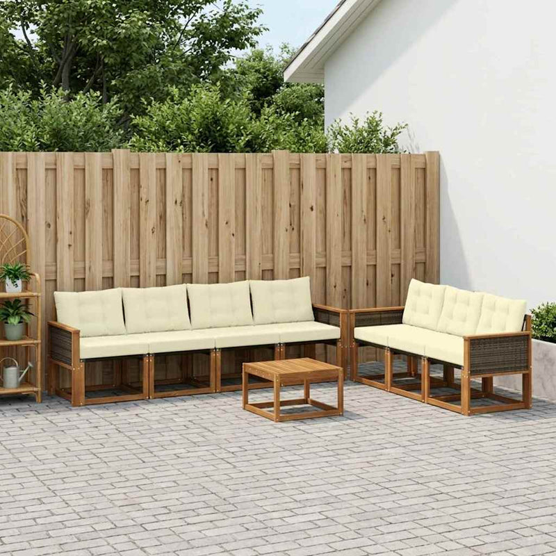 Set de canapele de exterior 8 buc. Natural și Crem