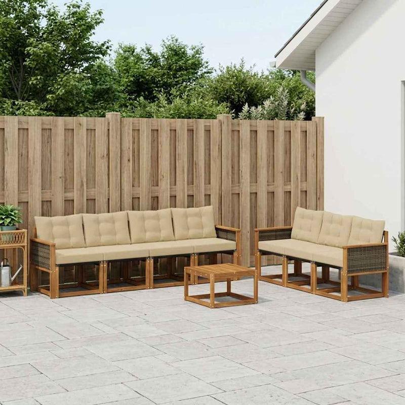 Set de canapele de exterior 8 buc. Natural și Bej