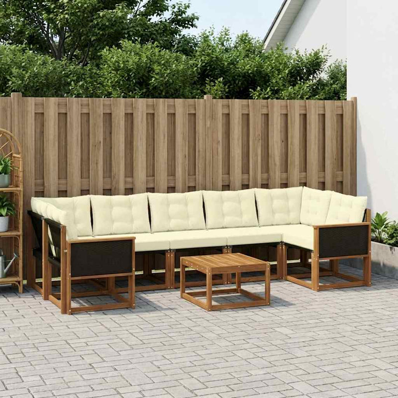 Set de canapele de exterior 8 buc. Natural și Crem