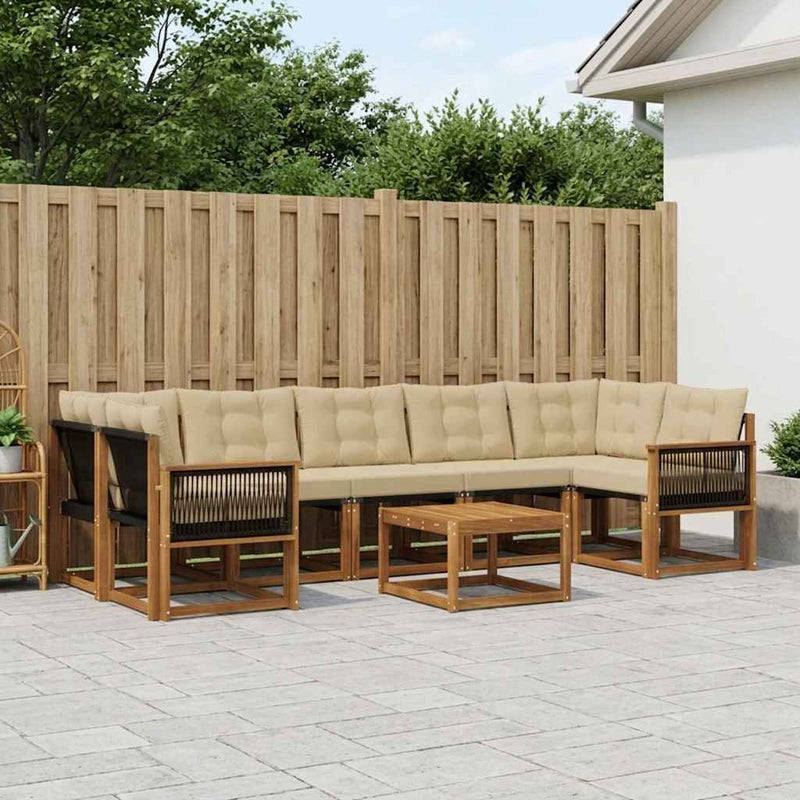Set de canapele de exterior 8 buc. Natural și Bej