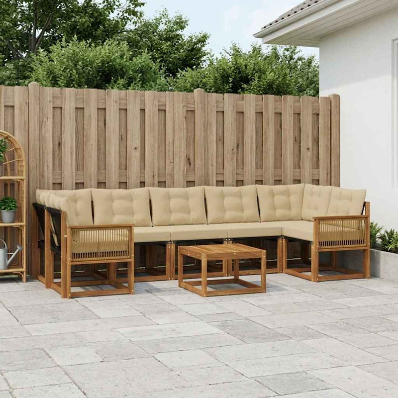 Set de canapele de exterior 8 buc. Natural și Bej