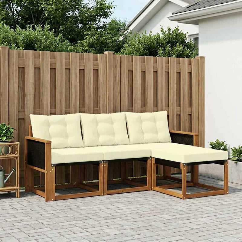 Set de canapele de exterior 4 buc. Natural și Crem
