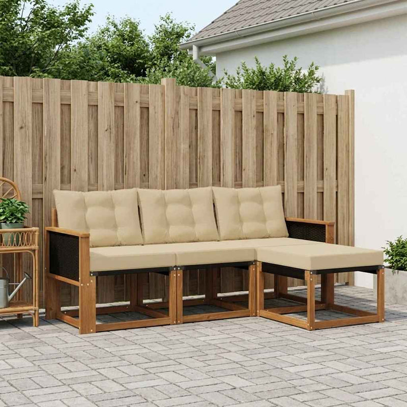 Set de canapele de exterior 4 buc. Natural și Bej