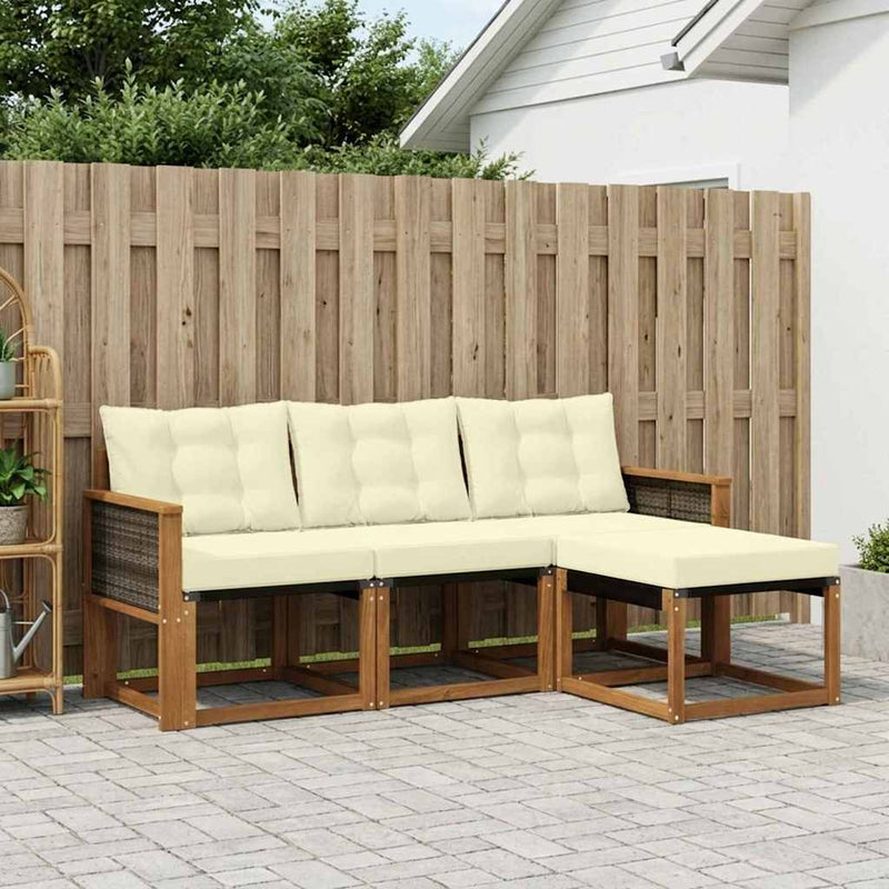 Set de canapele de exterior 4 buc. Natural și Crem