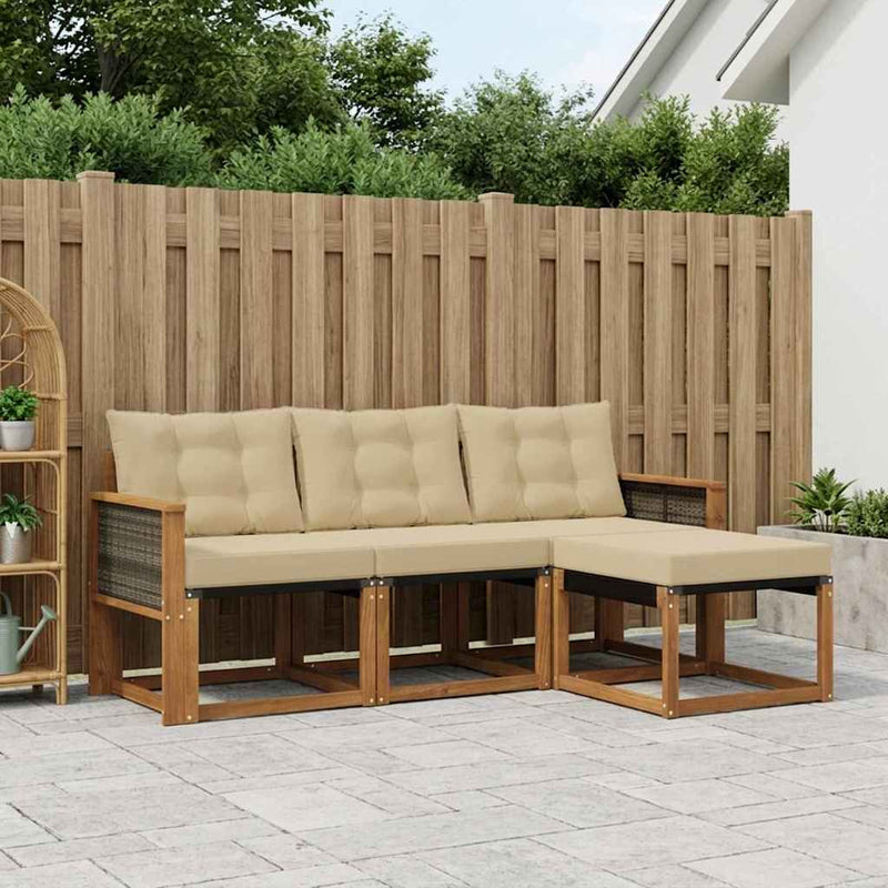 Set de canapele de exterior 4 buc. Natural și Bej