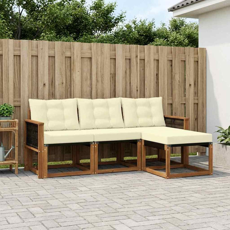 Set de canapele de exterior 4 buc. Natural și Crem