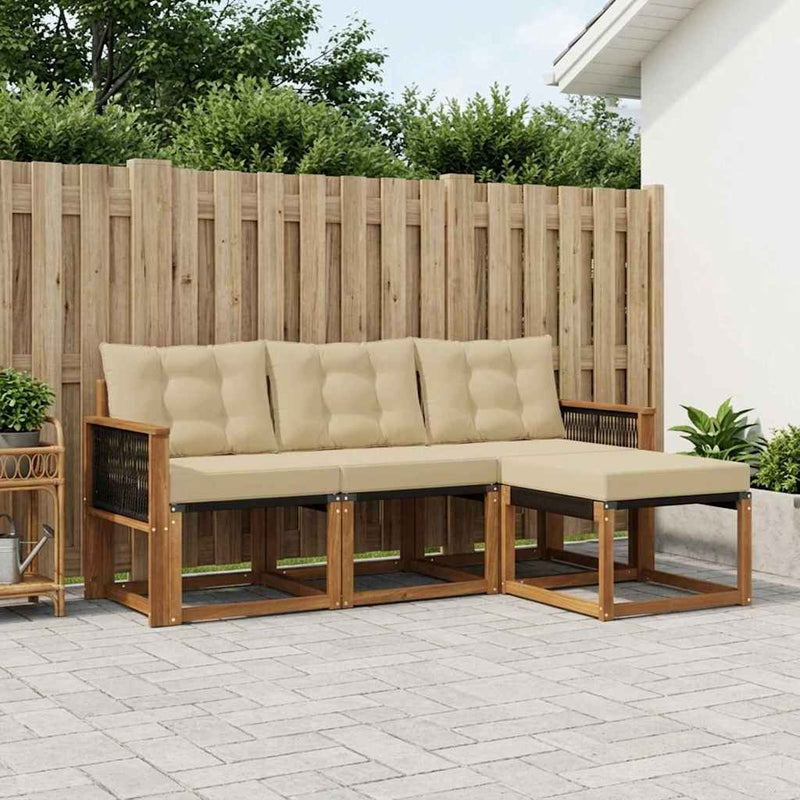 Set de canapele de exterior 4 buc. Natural și Bej