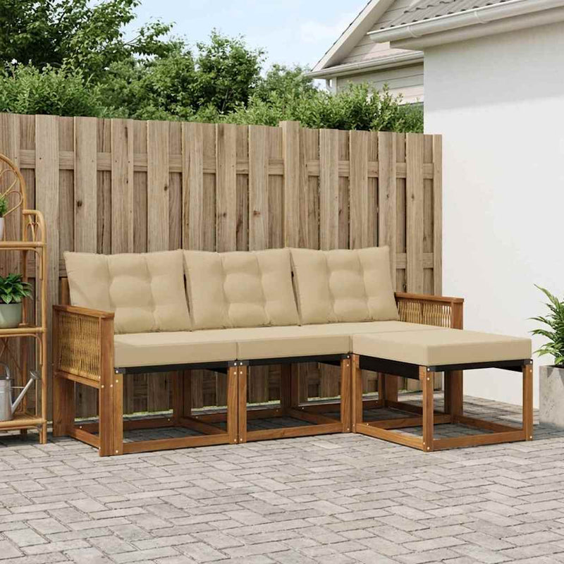 Set de canapele de exterior 4 buc. Natural și Bej
