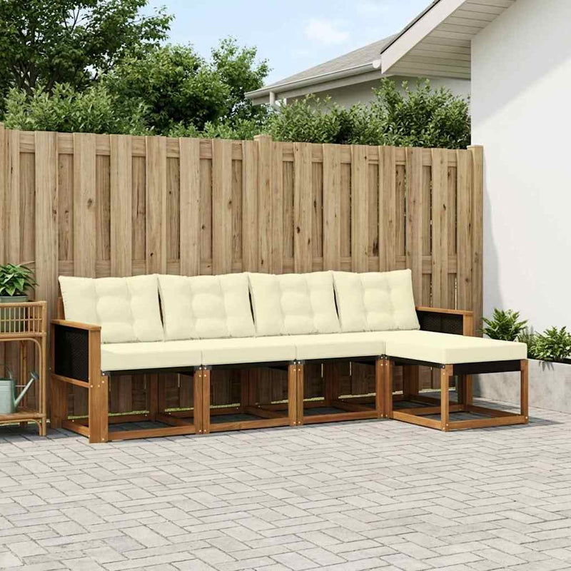 Set de canapele de exterior 5 buc. Natural și Crem