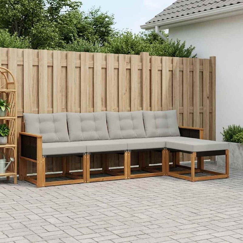 Set de canapele de exterior 5 buc. Natural și gri deschis