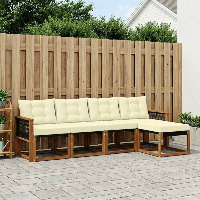 Set de canapele de exterior 5 buc. Natural și Crem
