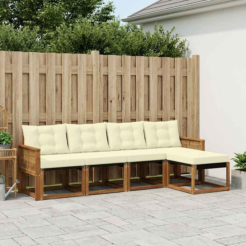 Set de canapele de exterior 5 buc. Natural și Crem
