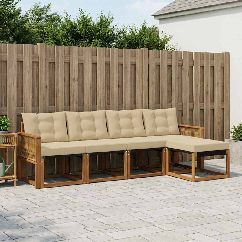 Set de canapele de exterior 5 buc. Natural și Bej