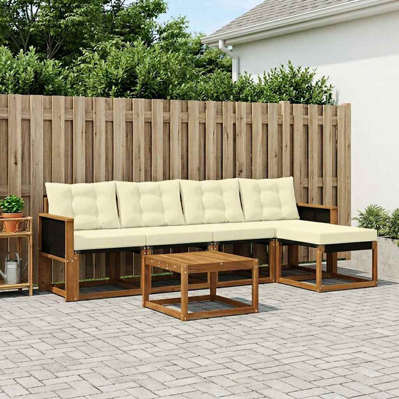Set de canapele de exterior 6 buc. Natural și Crem