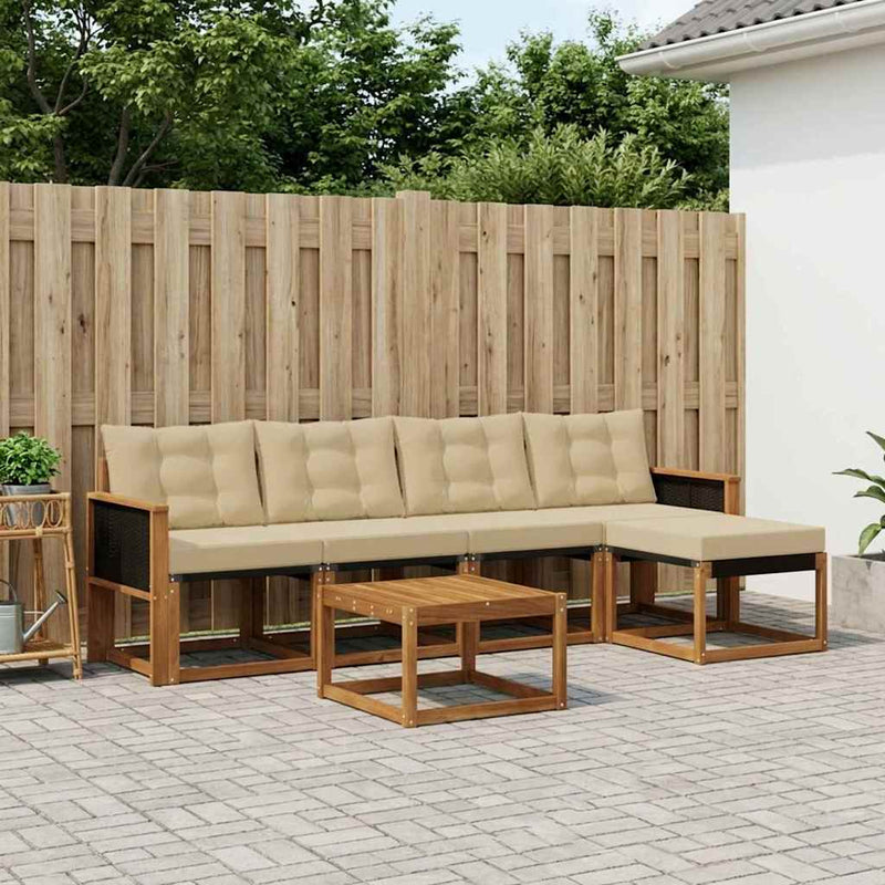 Set de canapele de exterior 6 buc. Natural și Bej