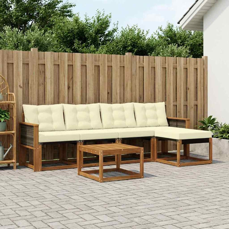 Set de canapele de exterior 6 buc. Natural și Crem