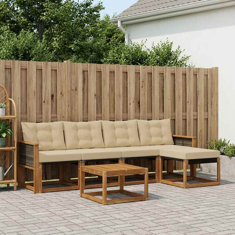 Set de canapele de exterior 6 buc. Natural și Bej