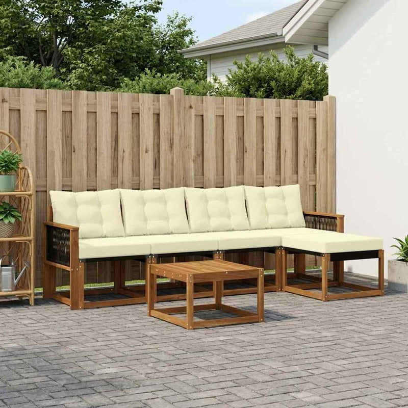 Set de canapele de exterior 6 buc. Natural și Crem