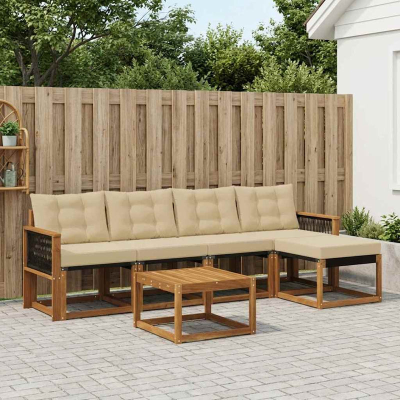 Set de canapele de exterior 6 buc. Natural și Bej