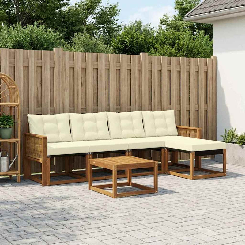 Set de canapele de exterior 6 buc. Natural și Crem