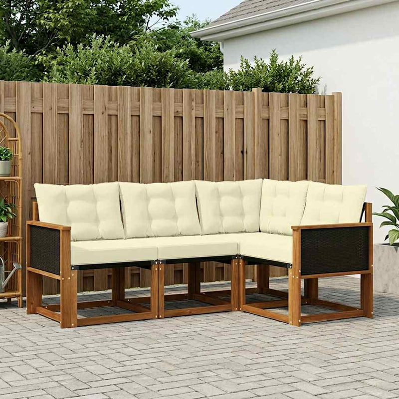 Set de canapele de exterior 4 buc. Natural și Crem