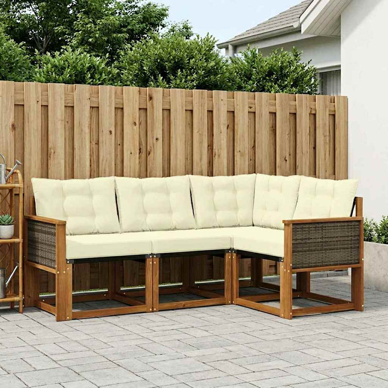 Set de canapele de exterior 4 buc. Natural și Crem