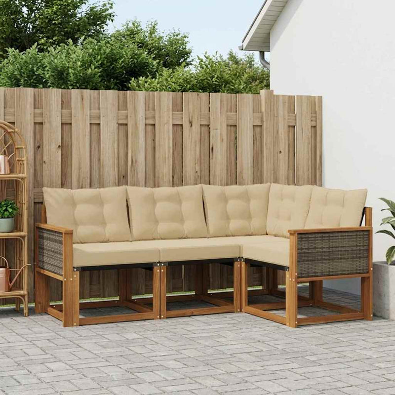 Set de canapele de exterior 4 buc. Natural și Bej