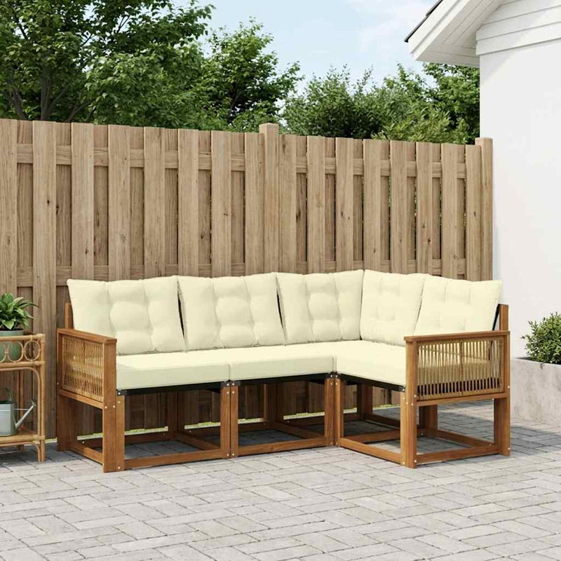 Set de canapele de exterior 4 buc. Natural și Crem