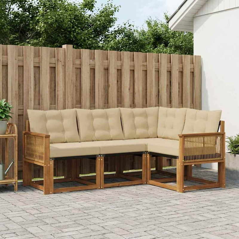 Set de canapele de exterior 4 buc. Natural și Bej