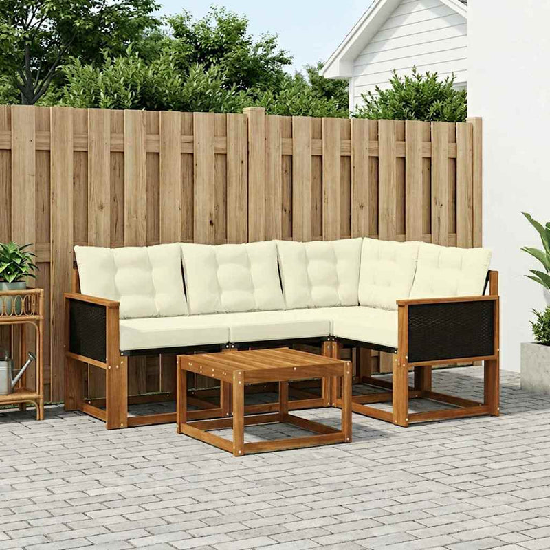 Set de canapele de exterior 5 buc. Natural și Crem