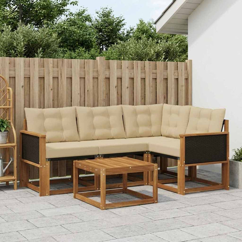 Set de canapele de exterior 5 buc. Natural și Bej