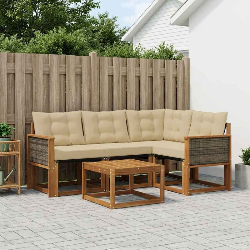 Set de canapele de exterior 5 buc. Natural și Bej
