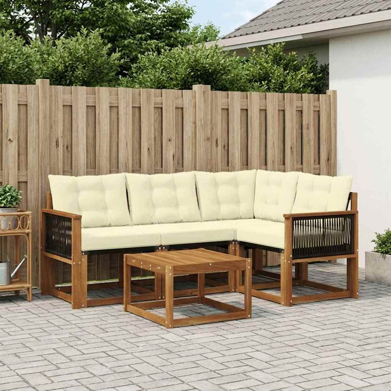 Set de canapele de exterior 5 buc. Natural și Crem