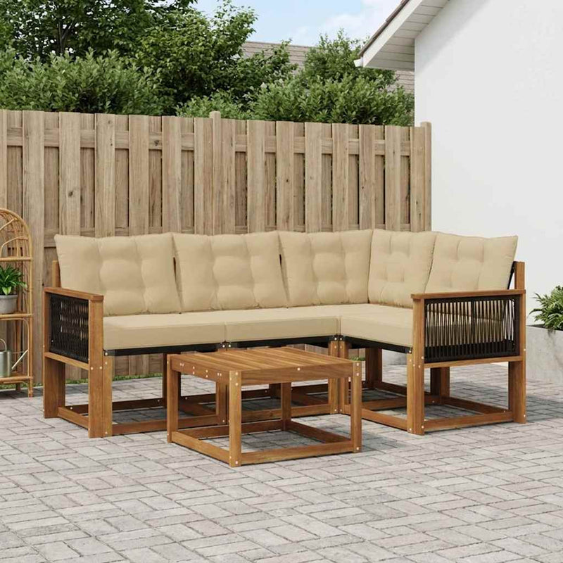 Set de canapele de exterior 5 buc. Natural și Bej