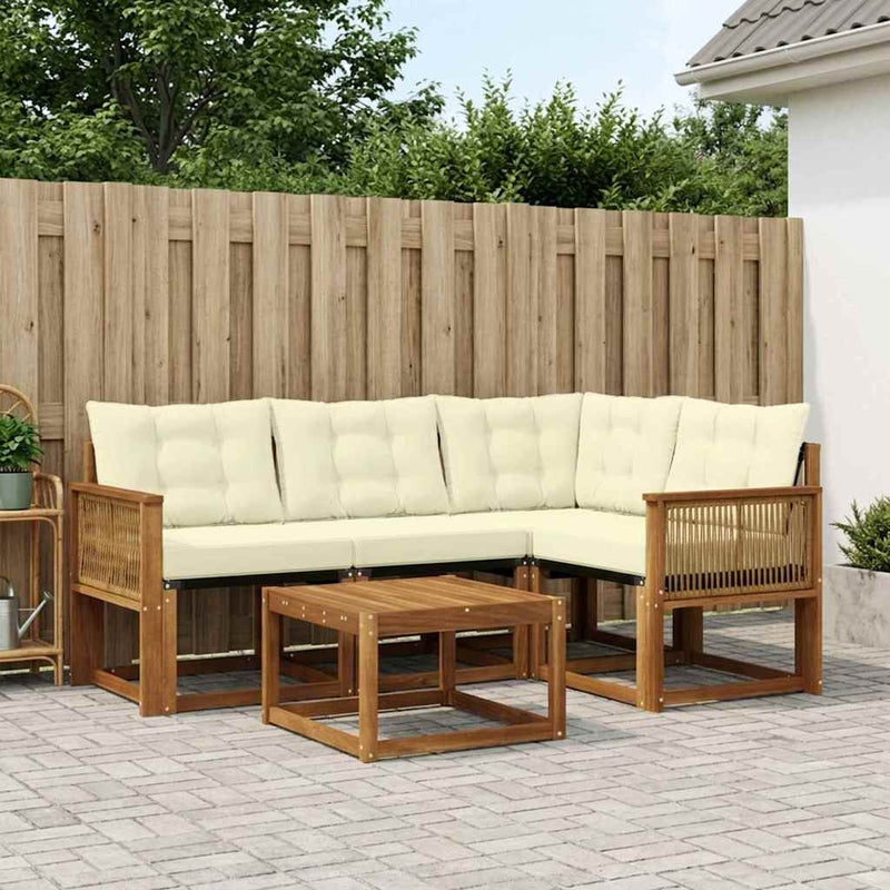 Set de canapele de exterior 5 buc. Natural și Crem