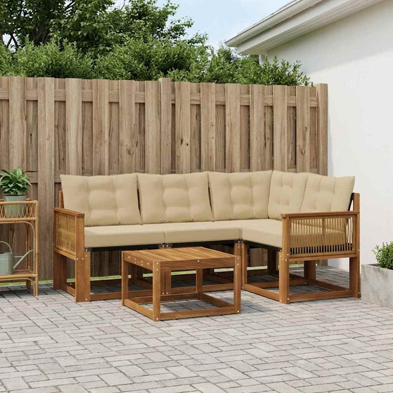 Set de canapele de exterior 5 buc. Natural și Bej