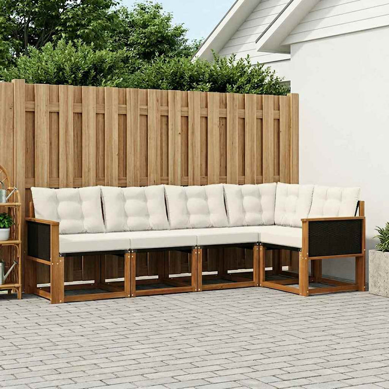 Set de canapele de exterior 5 buc. Natural și Crem