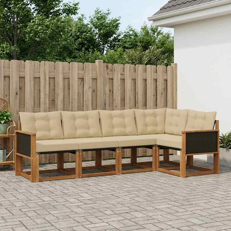 Set de canapele de exterior 5 buc. Natural și Bej