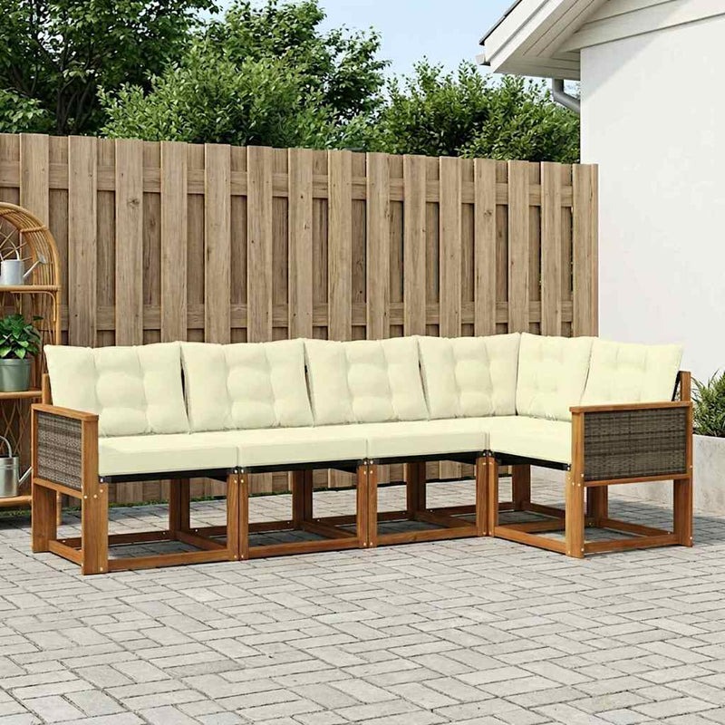 Set de canapele de exterior 5 buc. Natural și Crem