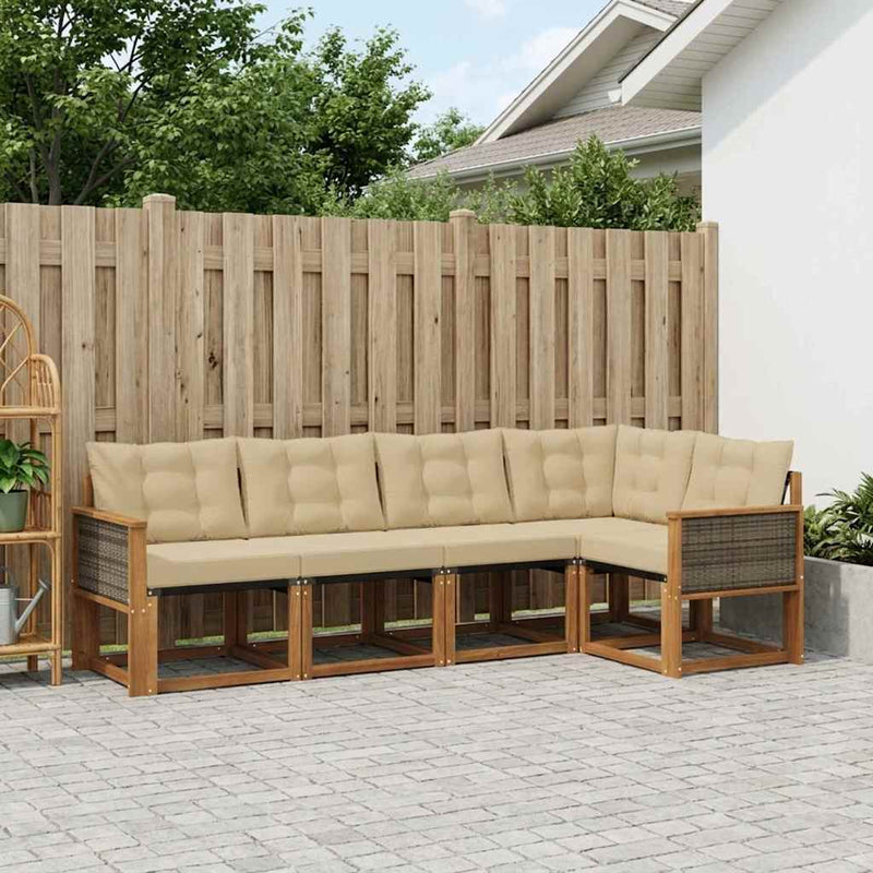Set de canapele de exterior 5 buc. Natural și Bej