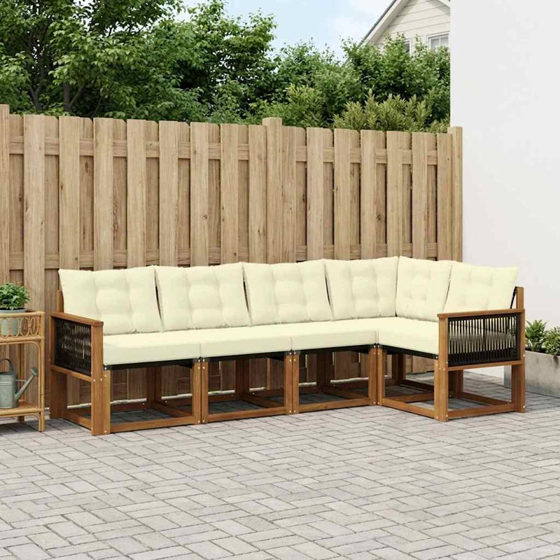 Set de canapele de exterior 5 buc. Natural și Crem