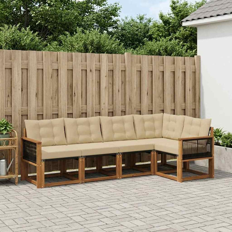 Set de canapele de exterior 5 buc. Natural și Bej