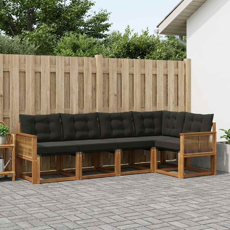Set de canapele de exterior 5 buc. Natural și Negru