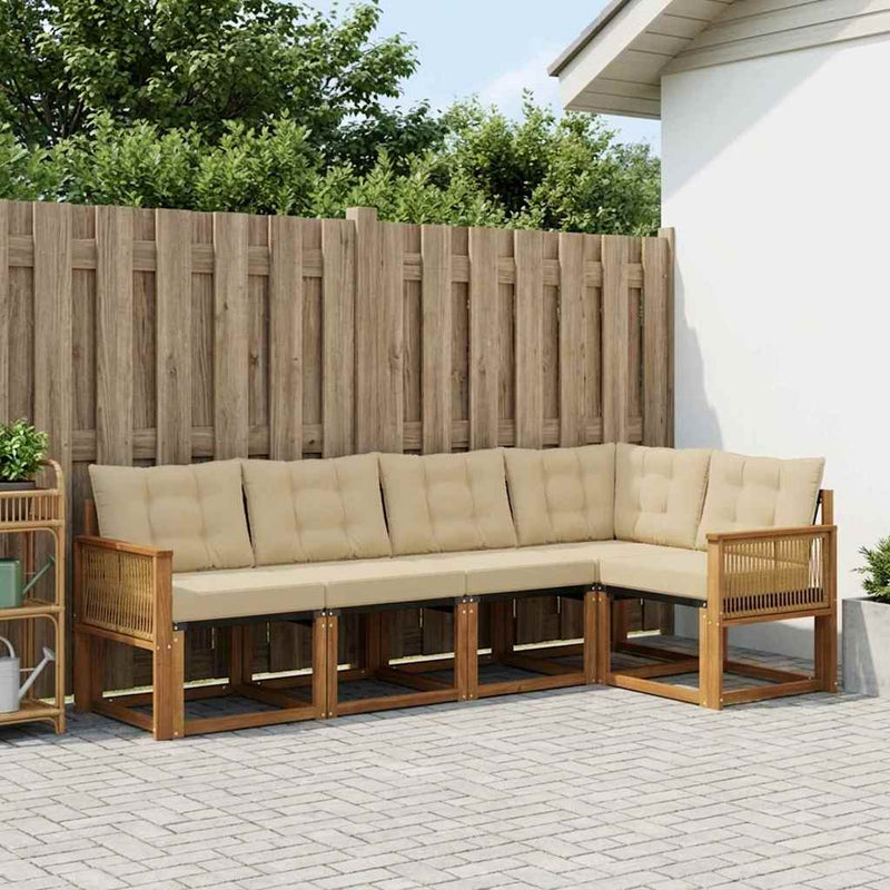 Set de canapele de exterior 5 buc. Natural și Bej
