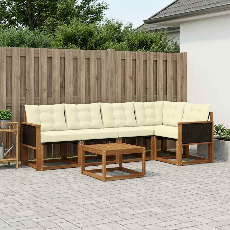Set de canapele de exterior 6 buc. Natural și Crem