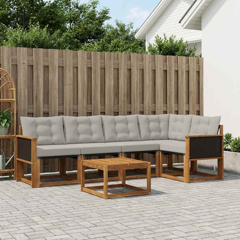 Set de canapele de exterior 6 buc. Natural și gri deschis