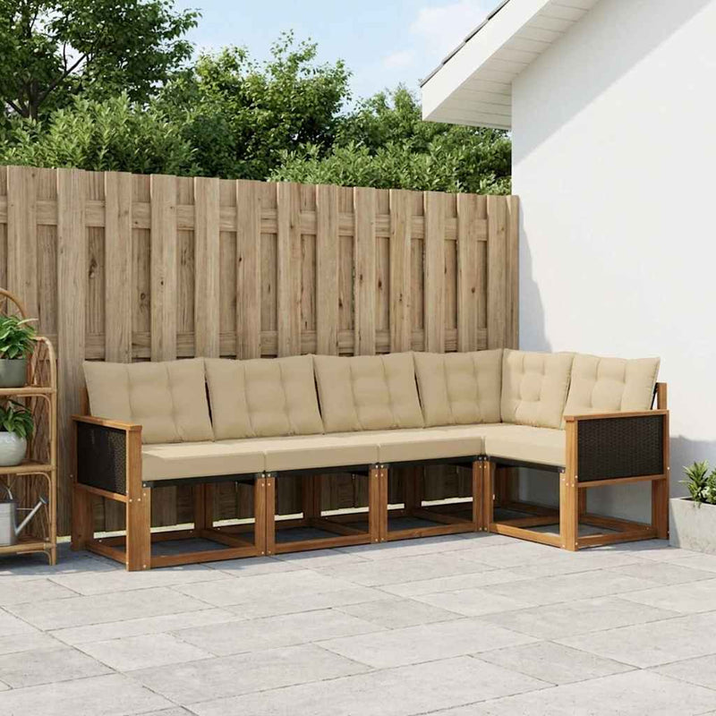 Set de canapele de exterior 6 buc. Natural și Bej